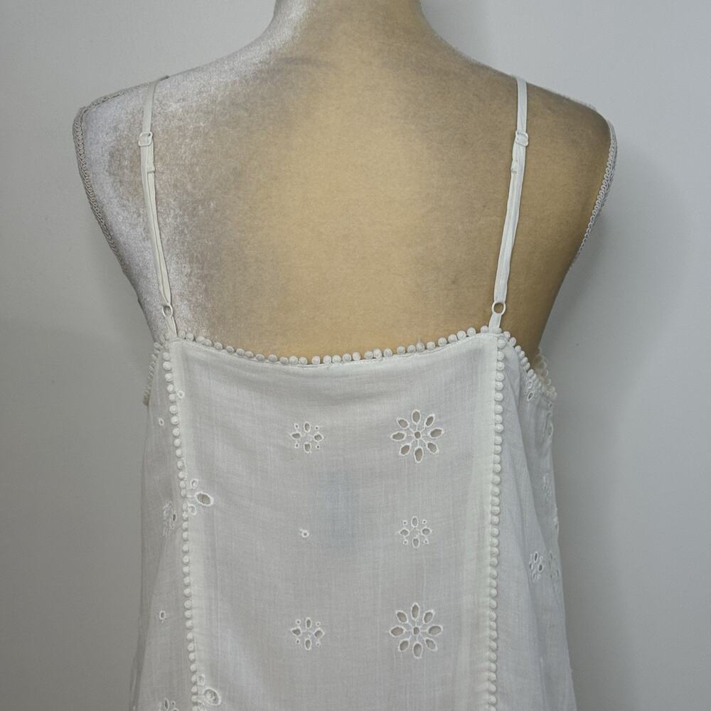 NWT Aerie Eyelet Shift Mini Sundress Size M White Lined Adjustable Straps Ruffle - Picture 8 of 14